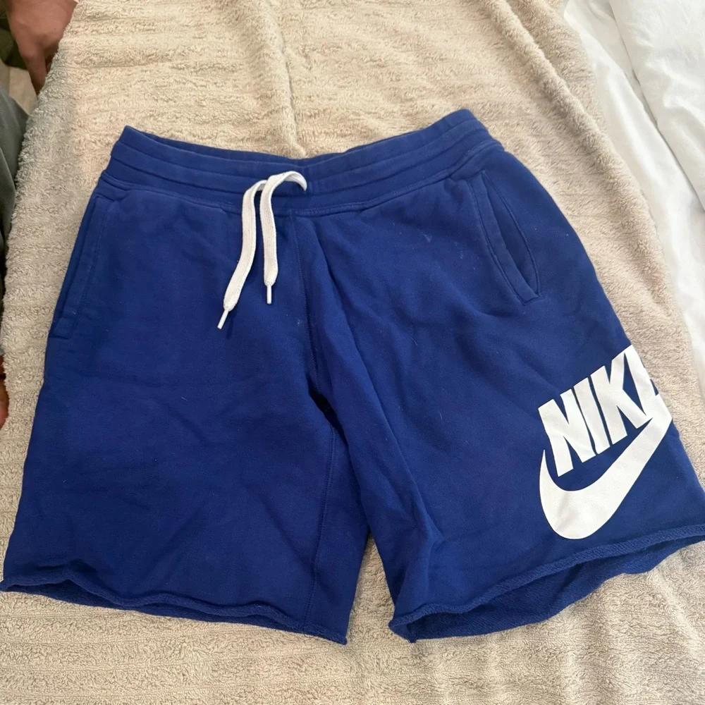 Nike Blue and White Sweat Shorts size large - Picture 2 of 7